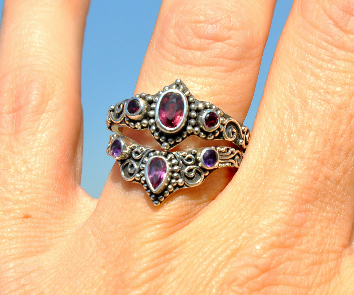 Anillo Fusión Rodolita Amatista