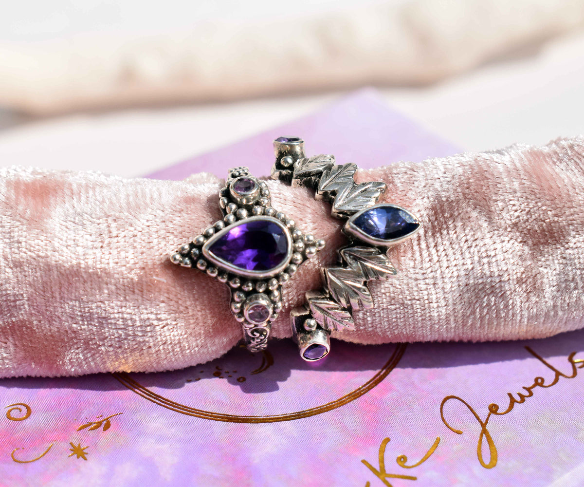 Anillo Pocahontas Fusión Tanzanita Amatistas