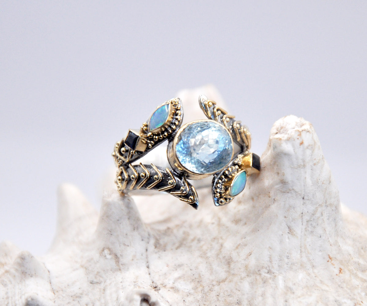 Anillo Kundalini Polaris Aguamarina