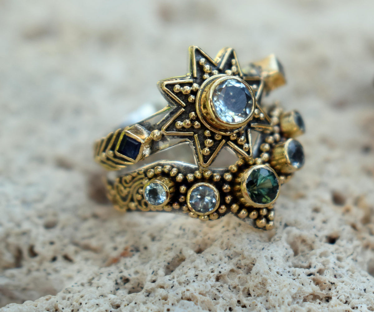 Anillo Cosmic Venus Aguamarina