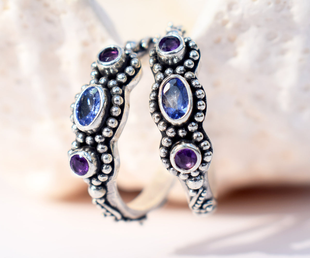 Argollas Roma Tanzanita Amatistas