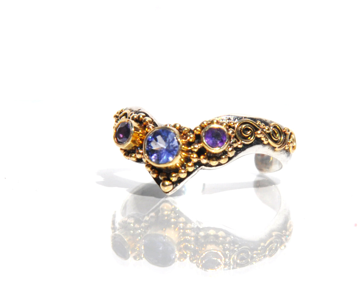Anillo Pie Fusión Tanzanita