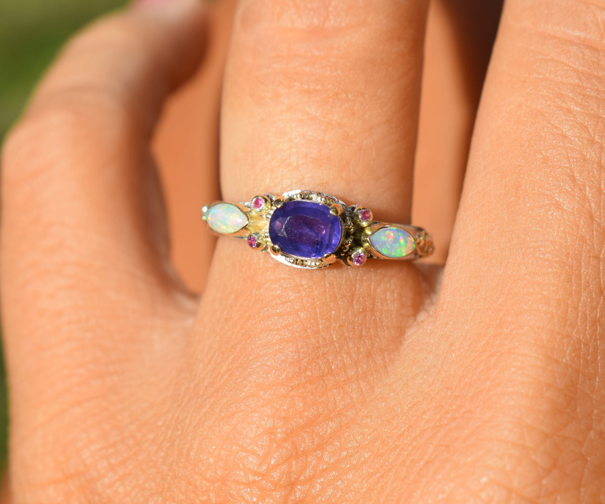 Anillo Aura Purple Pink Zafiro