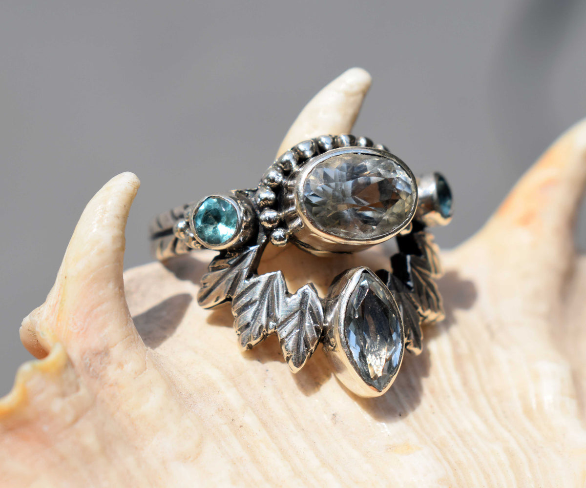 Anillo Pocahontas Aguamarina