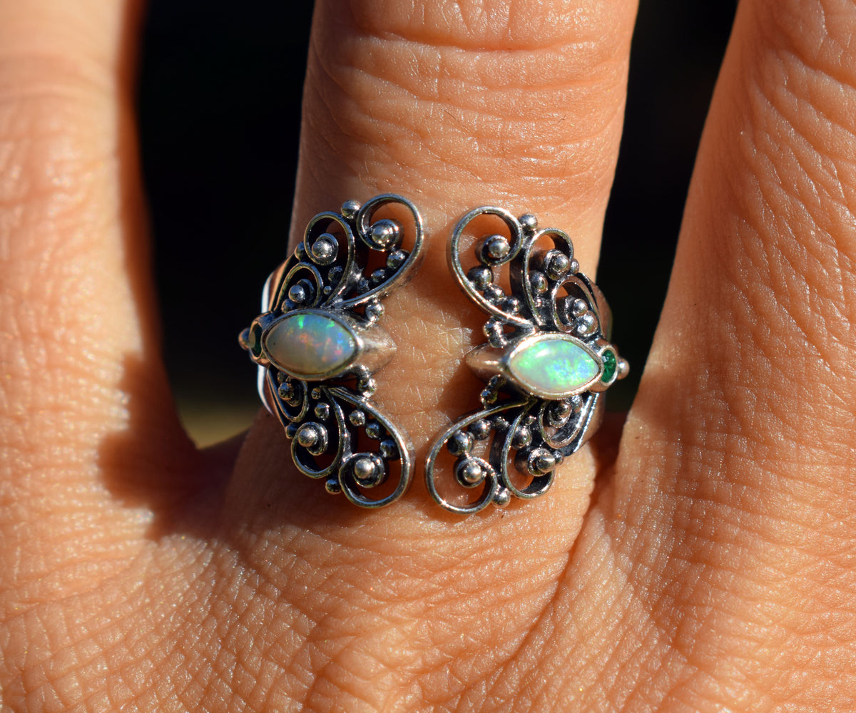 Anillo Open Butterfly Opalo Esmeralda