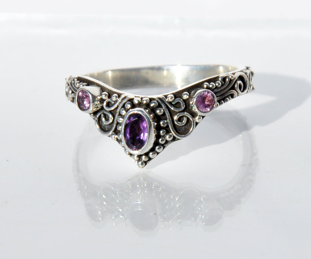 Anillo Fusión Amatista Zafiro rosado