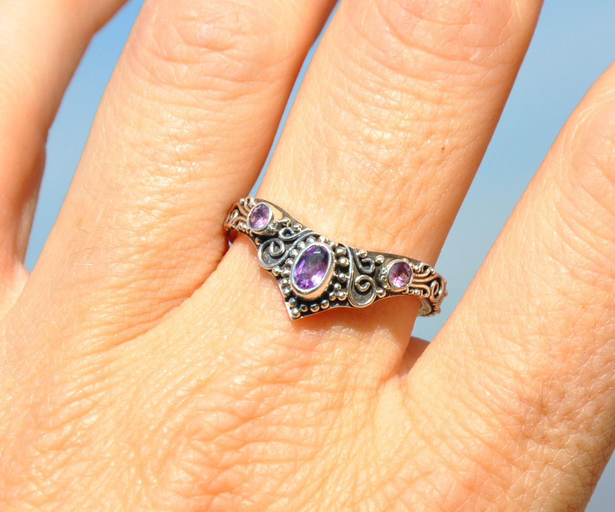 Anillo Fusión Amatista Zafiro rosado