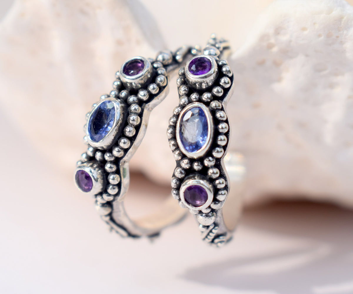 Argollas Roma Tanzanita Amatistas