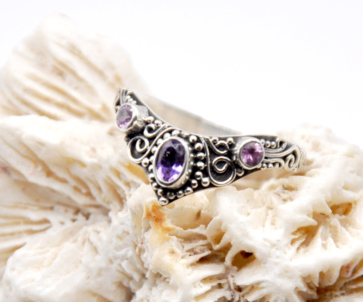 Anillo Fusión Amatista Zafiro rosado