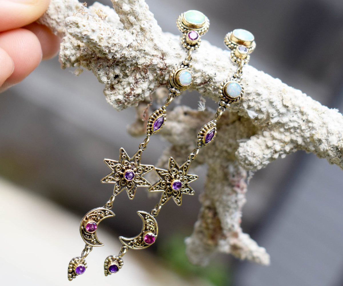 Aros constelaciones Opalo y Amatista