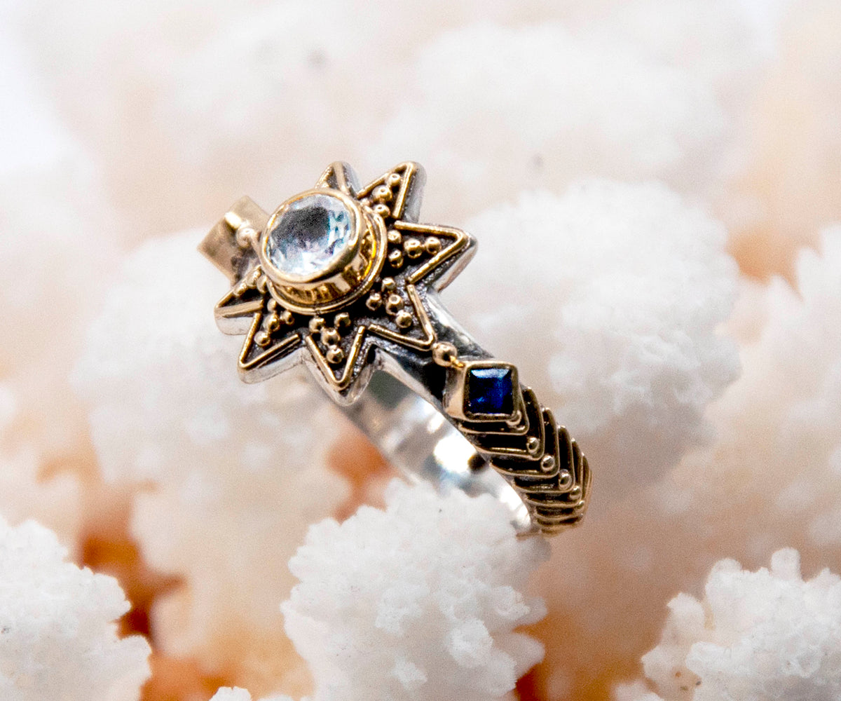 Anillo Cosmic Venus Aguamarina