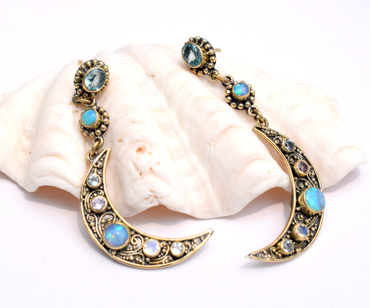 Aros Crecent Moon Opalos