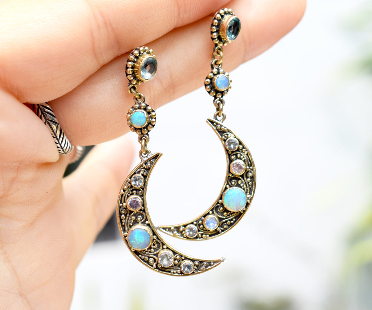 Aros Crecent Moon Opalos