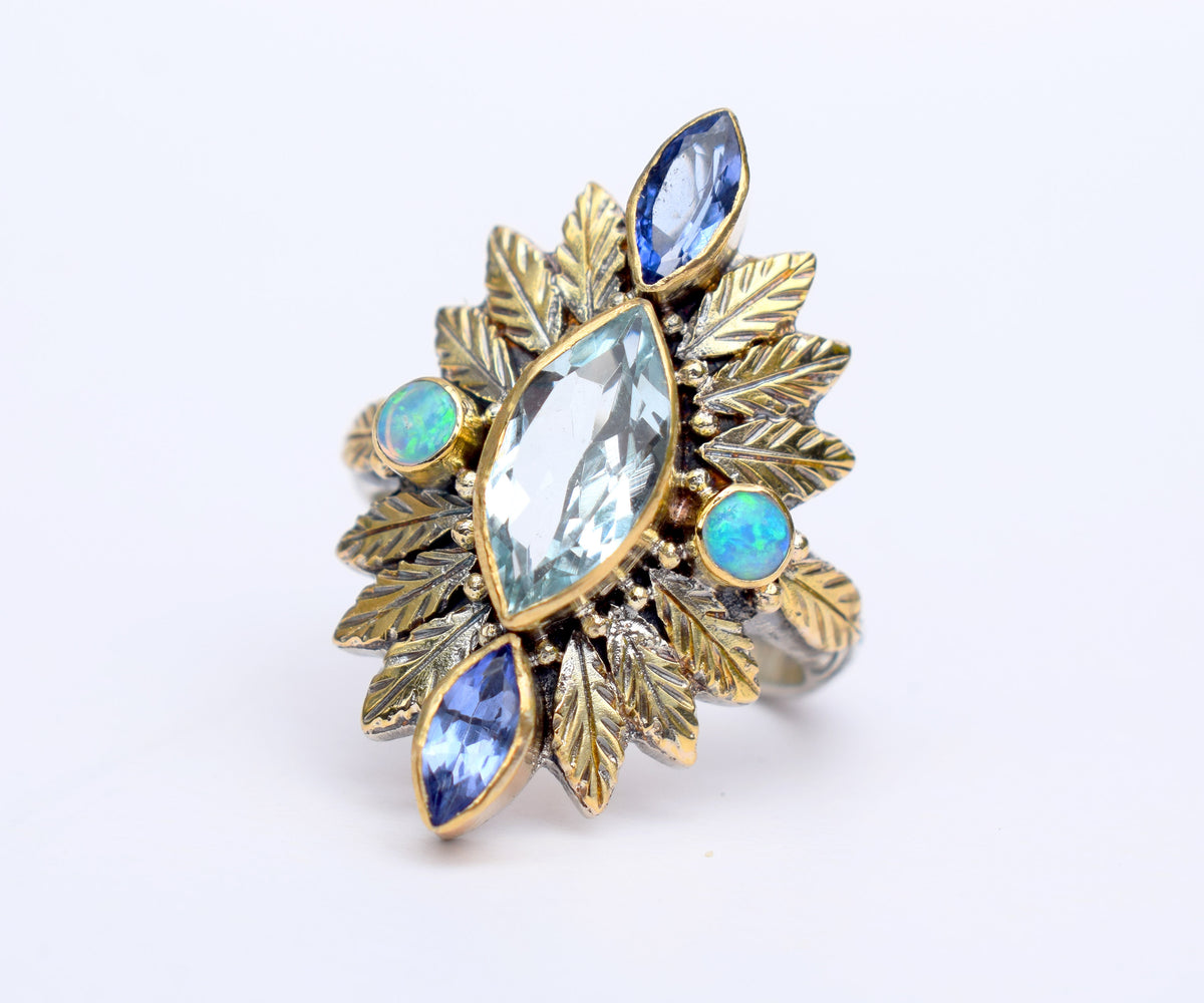 Anillo Pocahontas Queen Aguamarina