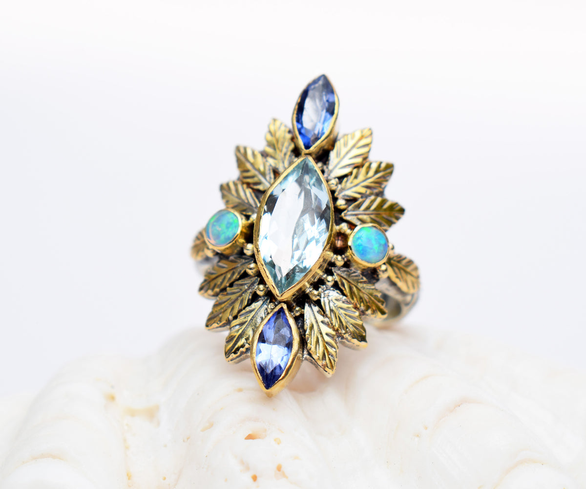 Anillo Pocahontas Queen Aguamarina