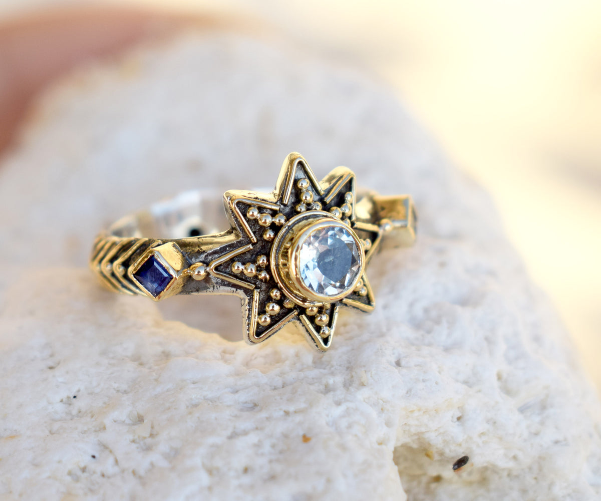 Anillo Cosmic Venus Aguamarina