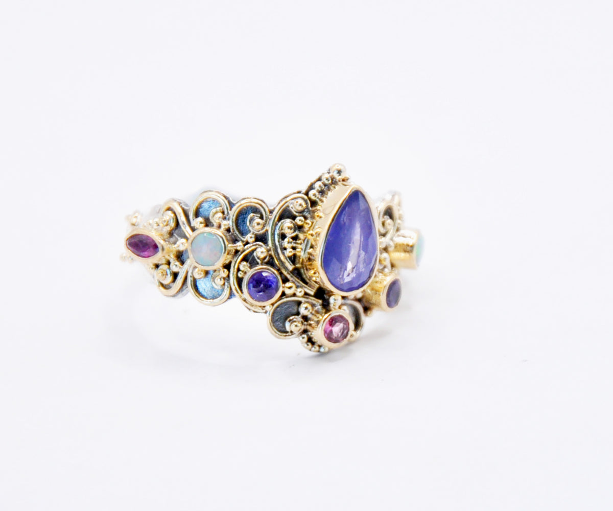 Anillo Magic Lotus Zafiro Purple Pink