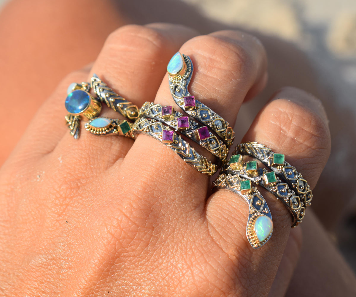 Anillo Kundalini Ópalo Rubi