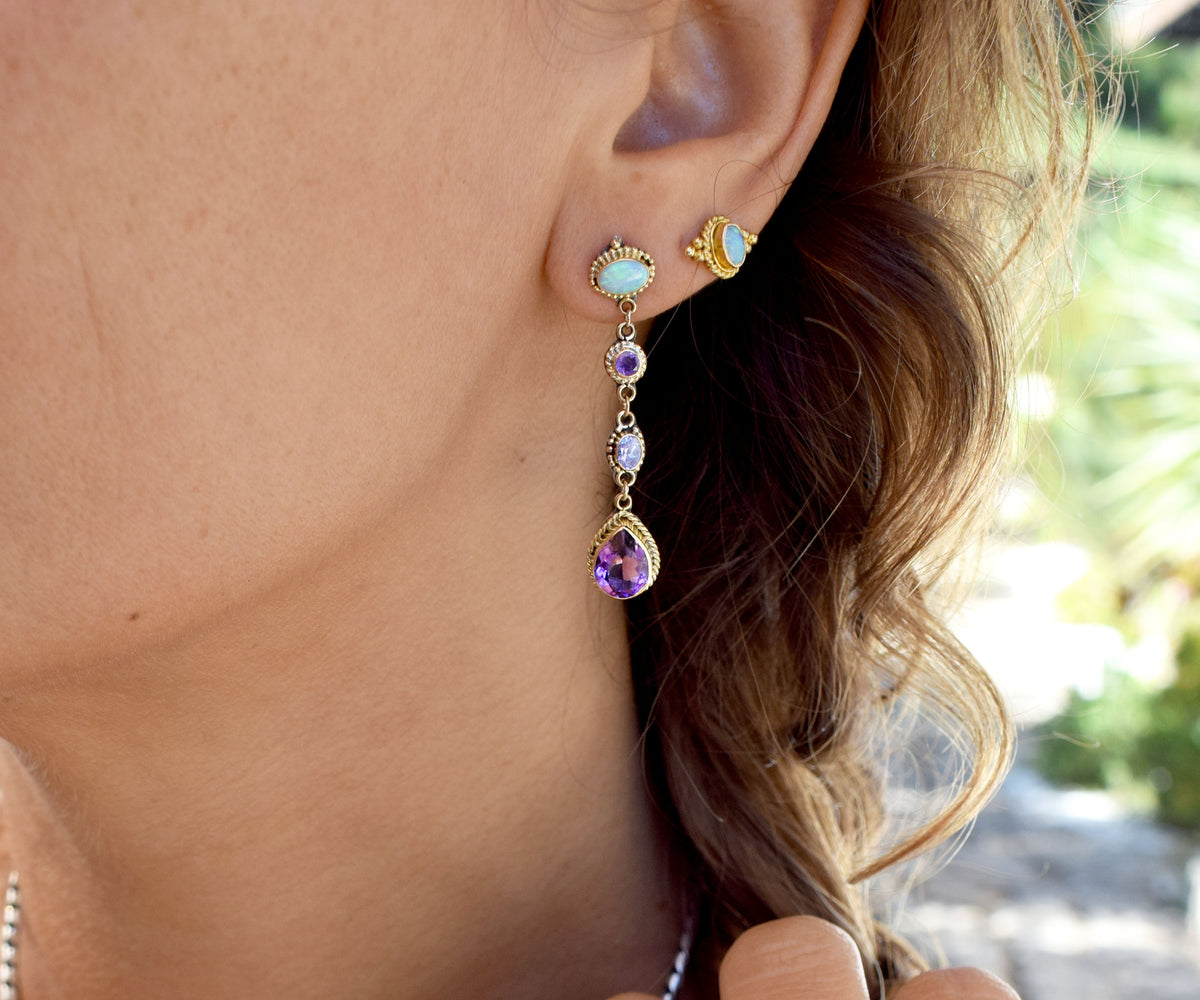 Aros Petra Amatista y  Opalos