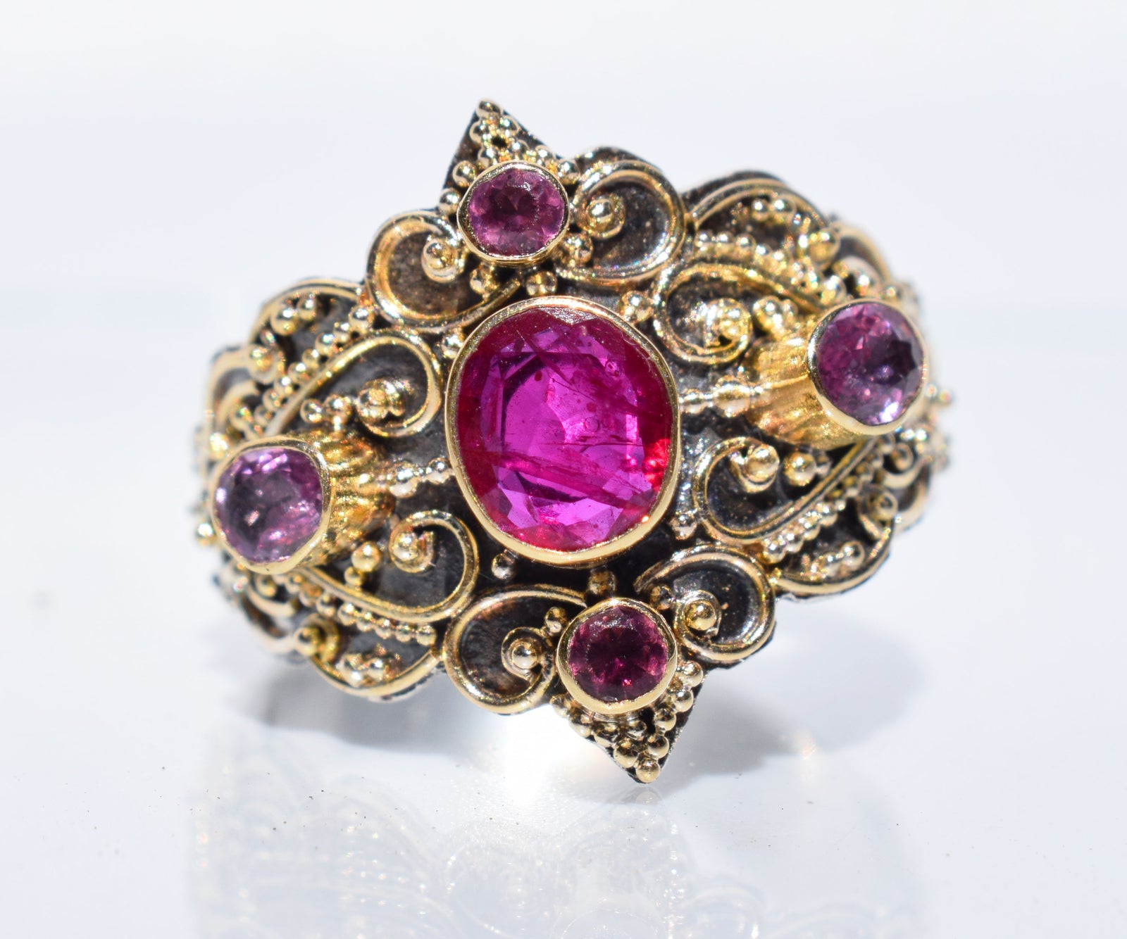 Anillo gold and Silver Kerala Rubi