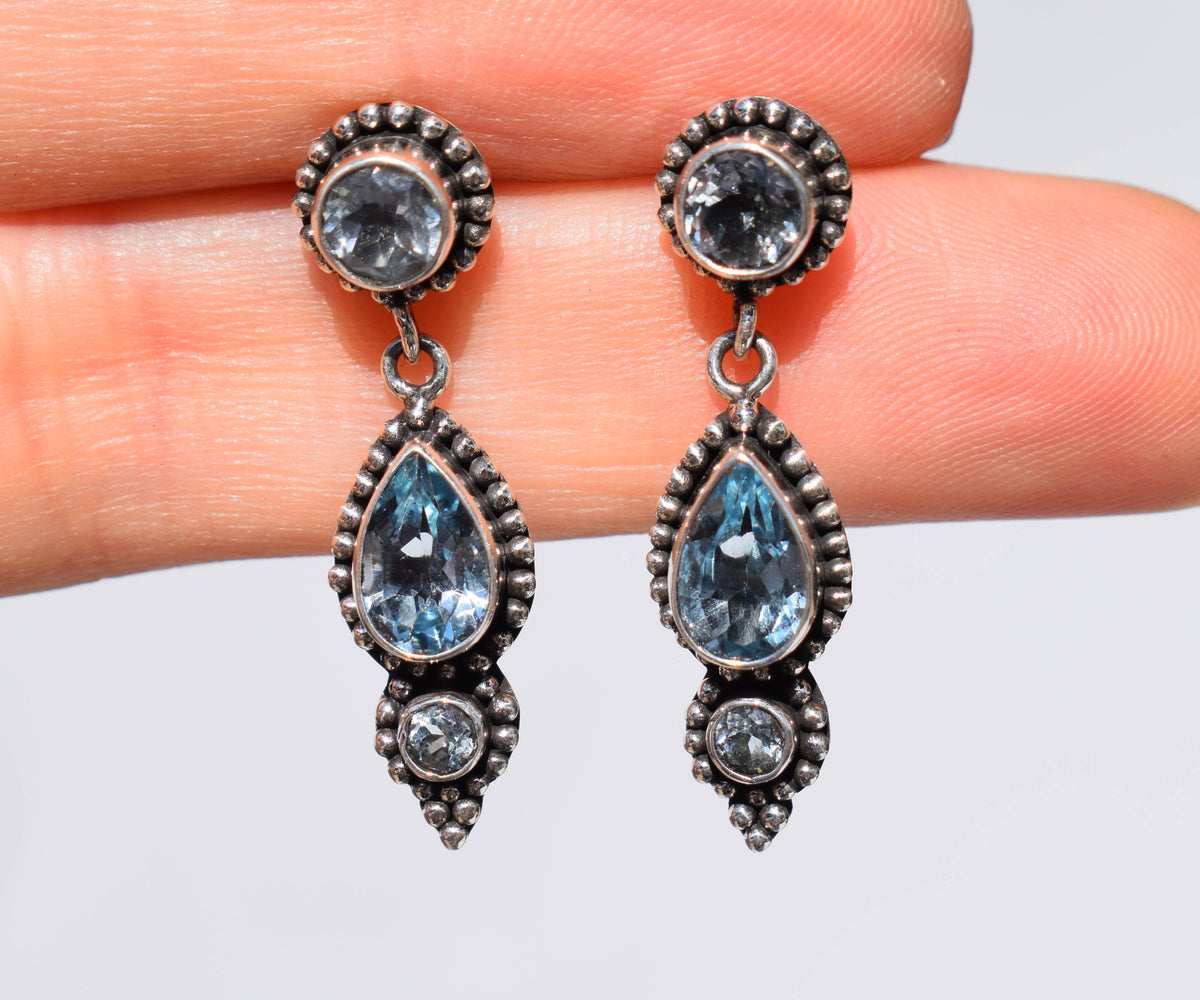 Aros Roma Aguamarinas y Topacios