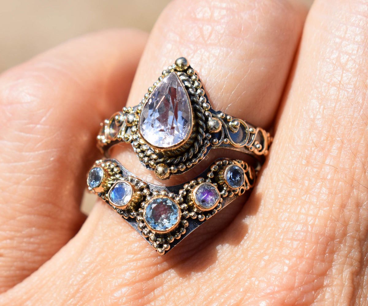 Anillo Fusión Queen Aguamarina