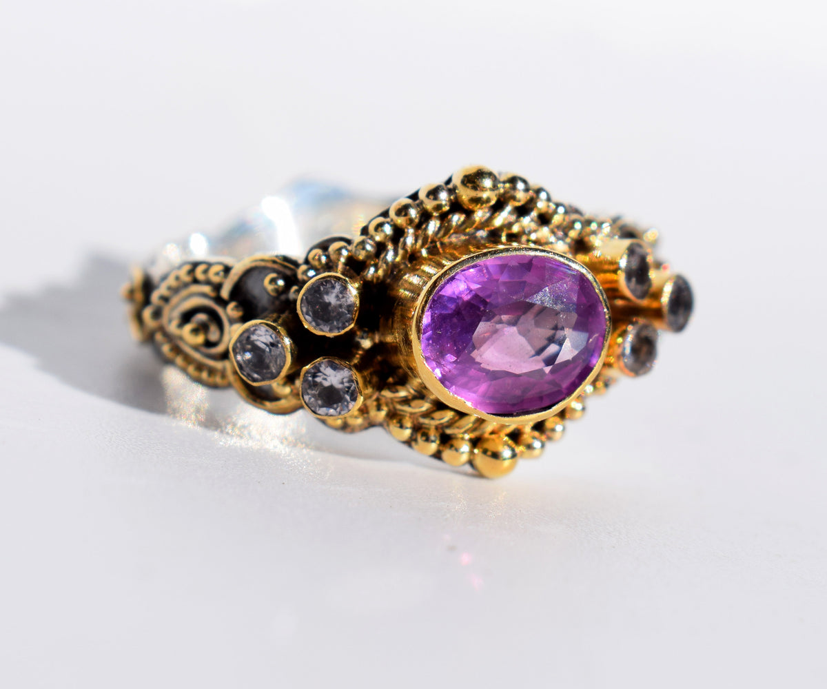 Anillo Azahara Zafiro Rosado