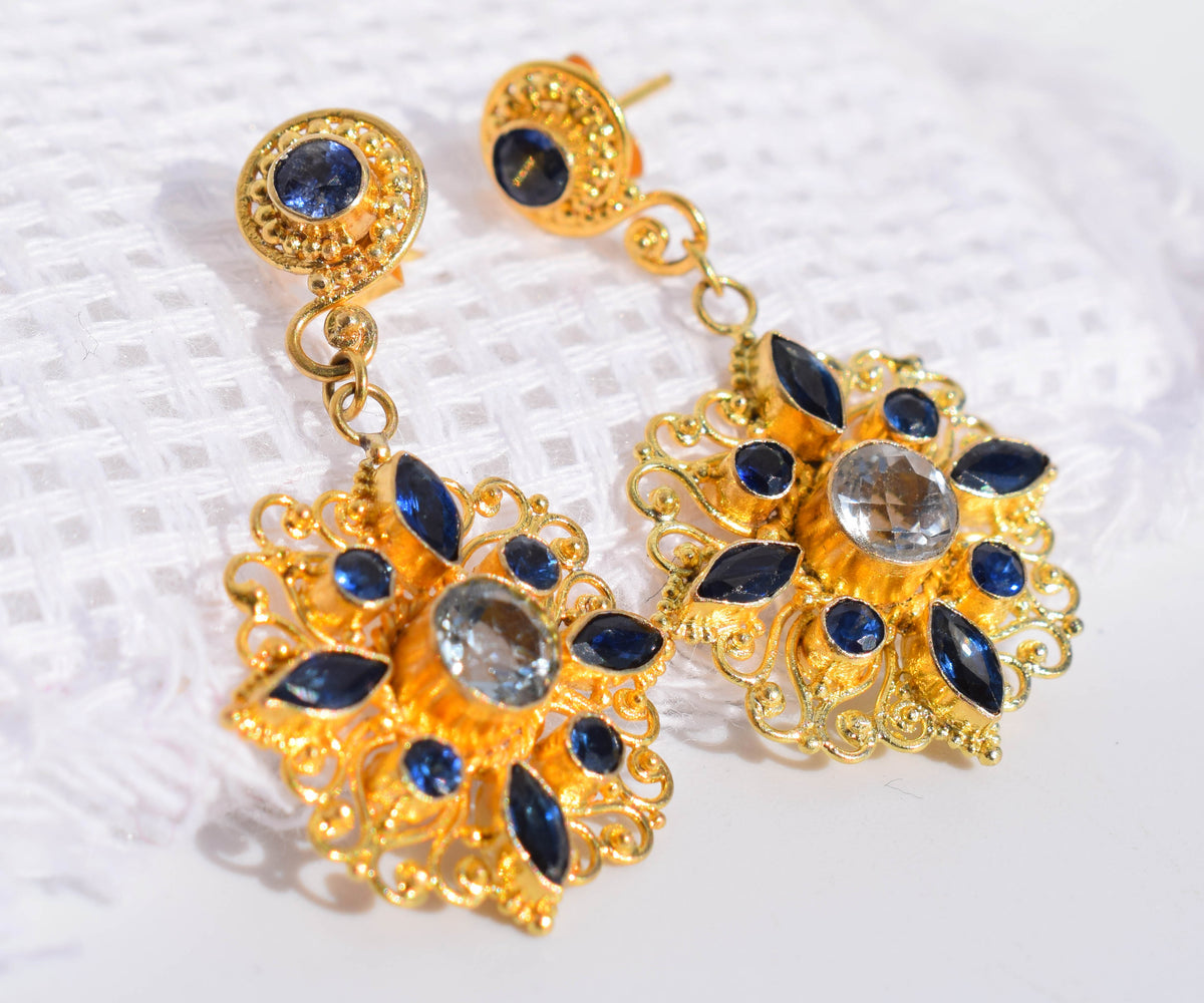 Aros Lakshmi Aguamarinas