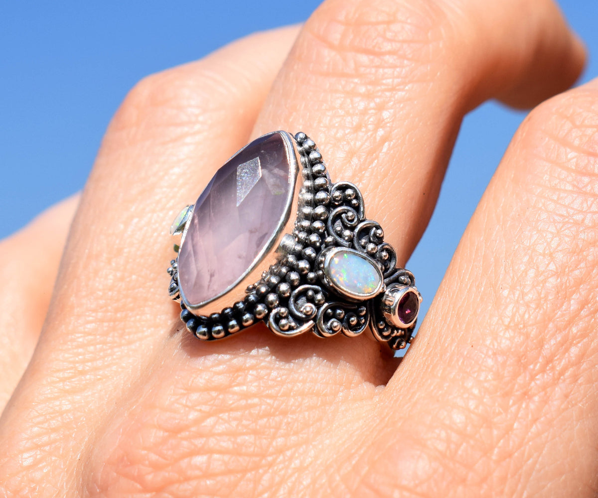 Anillo Ajna Cuarzo Rosa