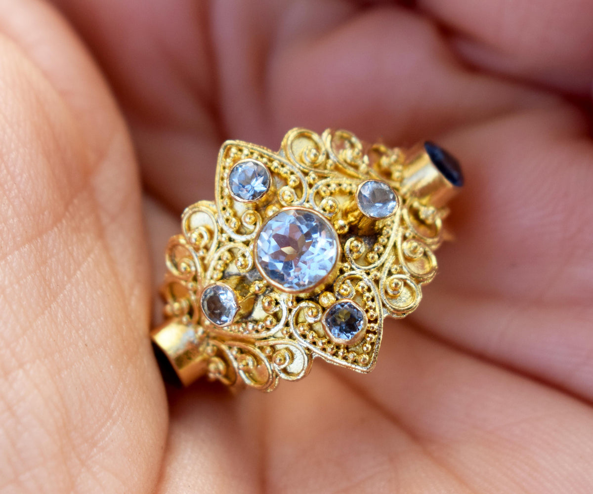 Anillo Gold Habibi Aguamarina