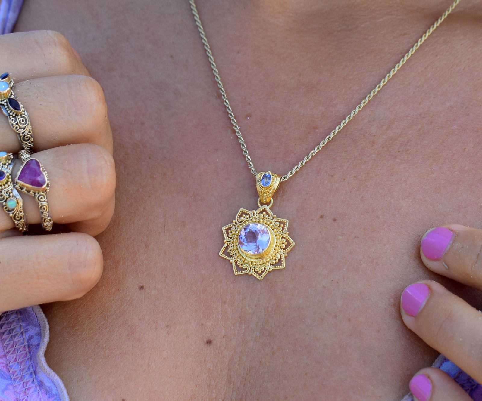 Colgante Mandala Kunzita