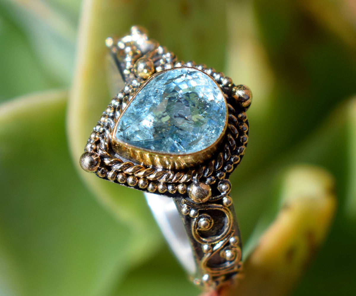 Anillo Fall in love Aguamarina