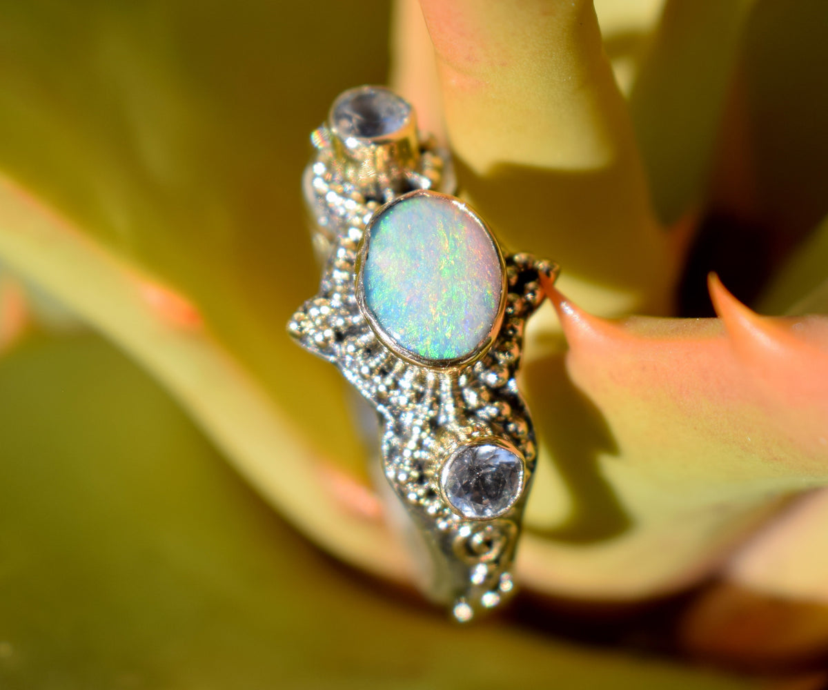 Anillo Roma Opalo Topacios