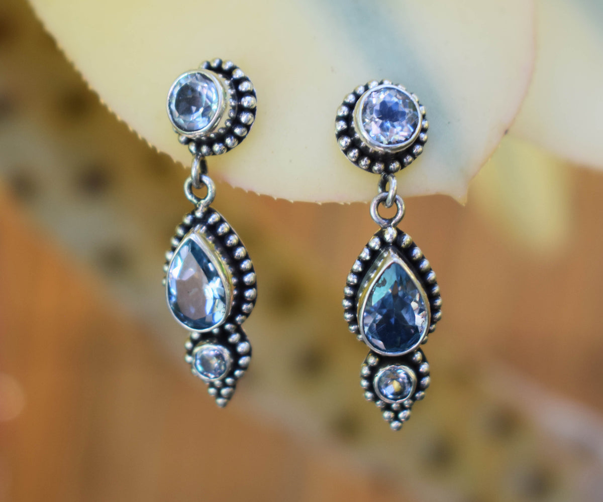 Aros Roma Aguamarinas y Topacios