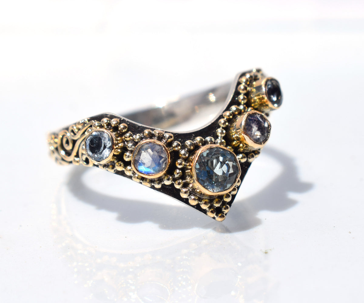 Anillo Fusión Queen Aguamarina