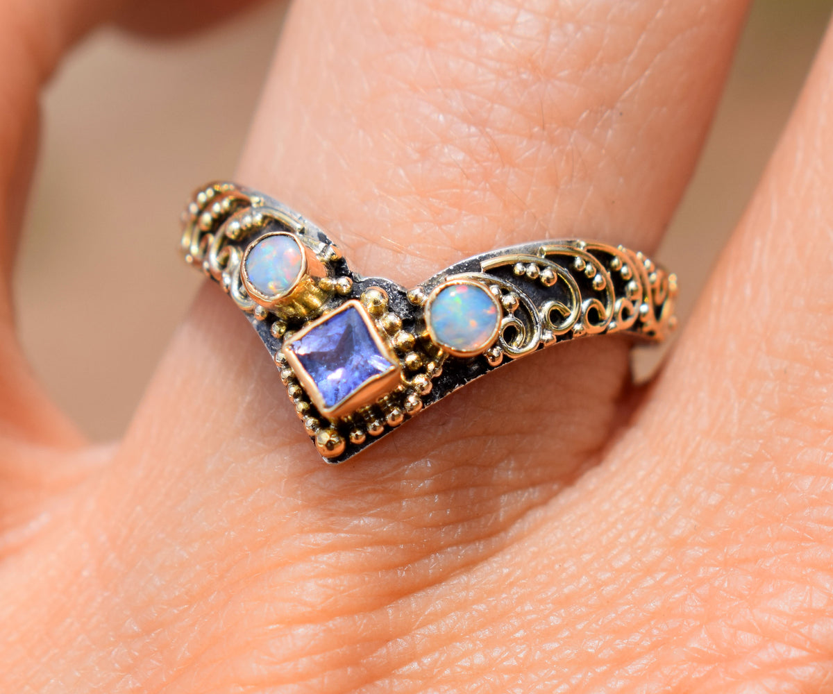 Anillo Fusion Princess Tanzanita y Opalos