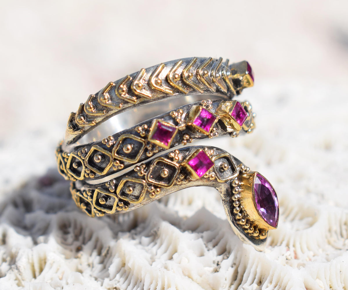 Anillo Kundalini Zafiro Rosado