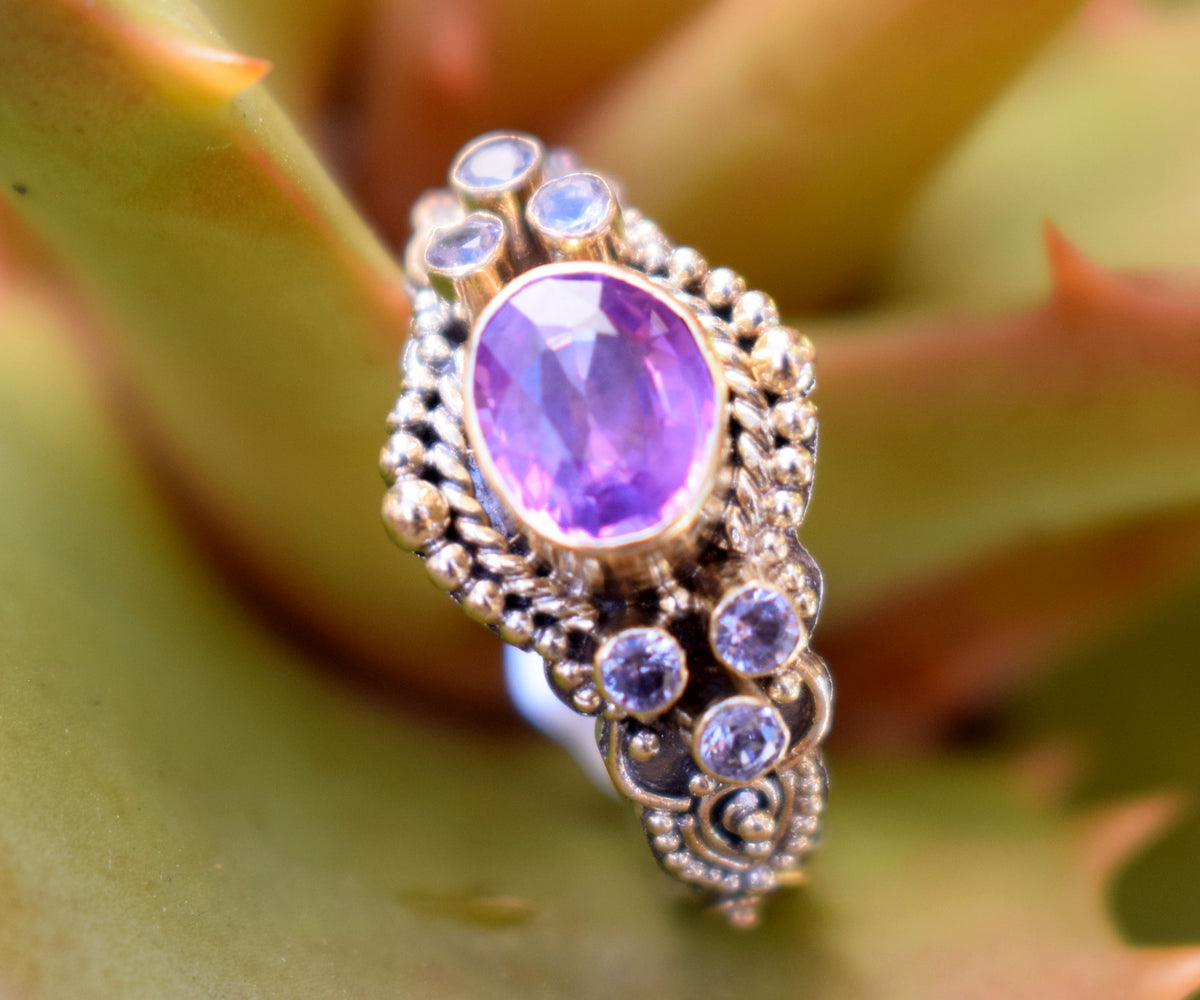 Anillo Azahara Zafiro Rosado