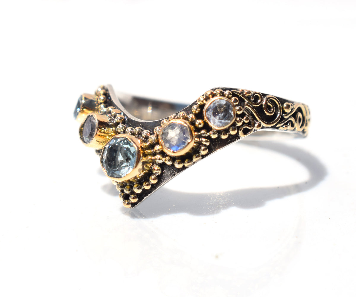 Anillo Fusión Queen Aguamarina