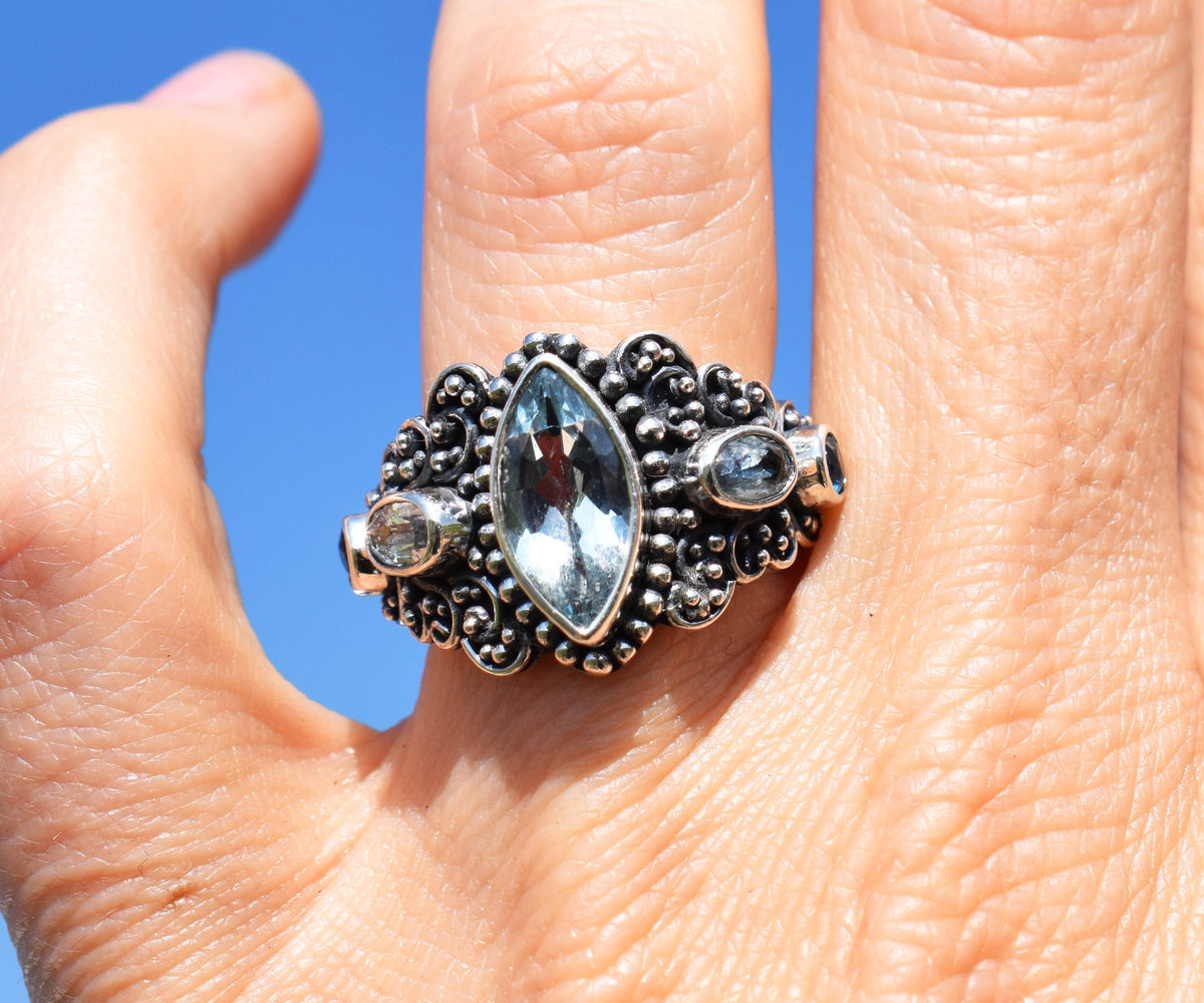 Anillo Ajna Aguamarina