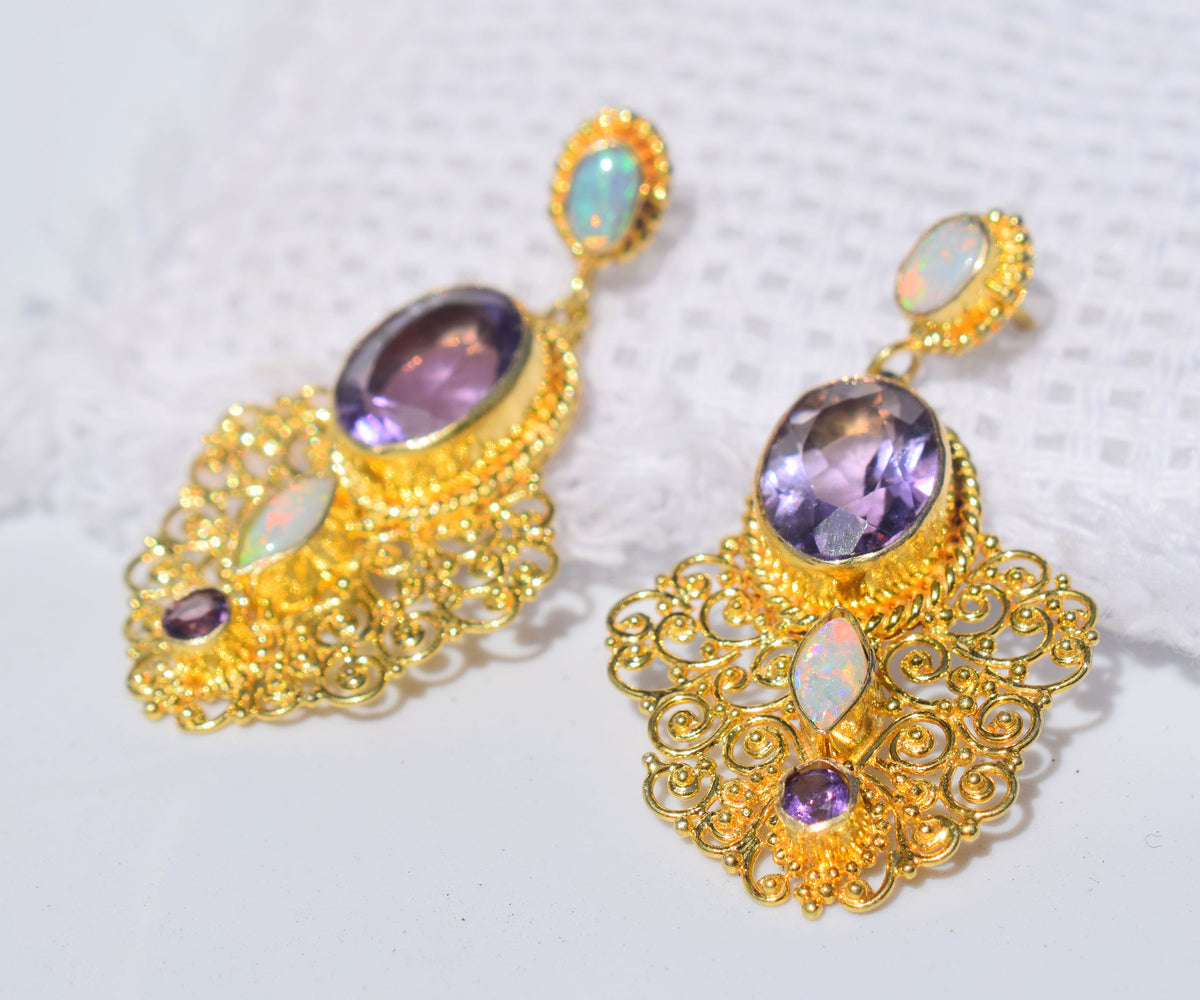 Aros Buterfly Amatista Opalo