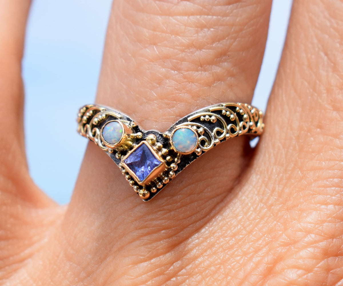 Anillo Fusion Princess Tanzanita y Opalos