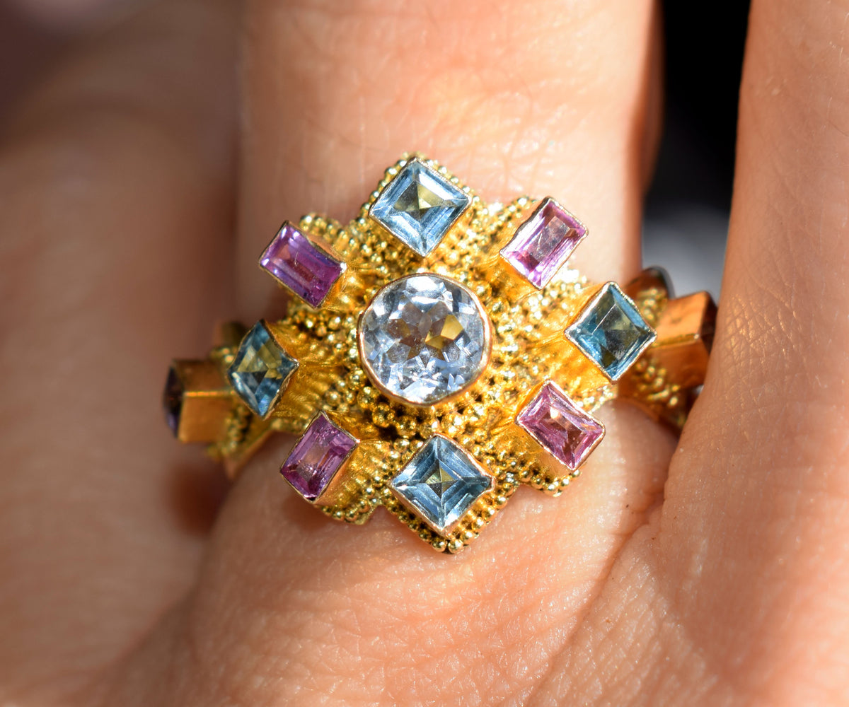 Anillo Surya Namaskar Aguamarina