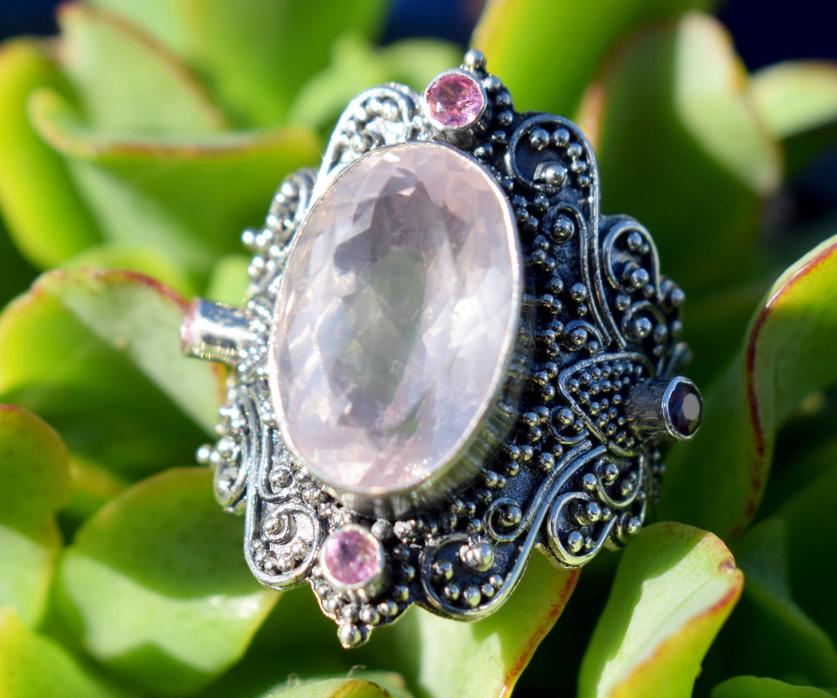 Anillo Lotus Cuarzo rosado