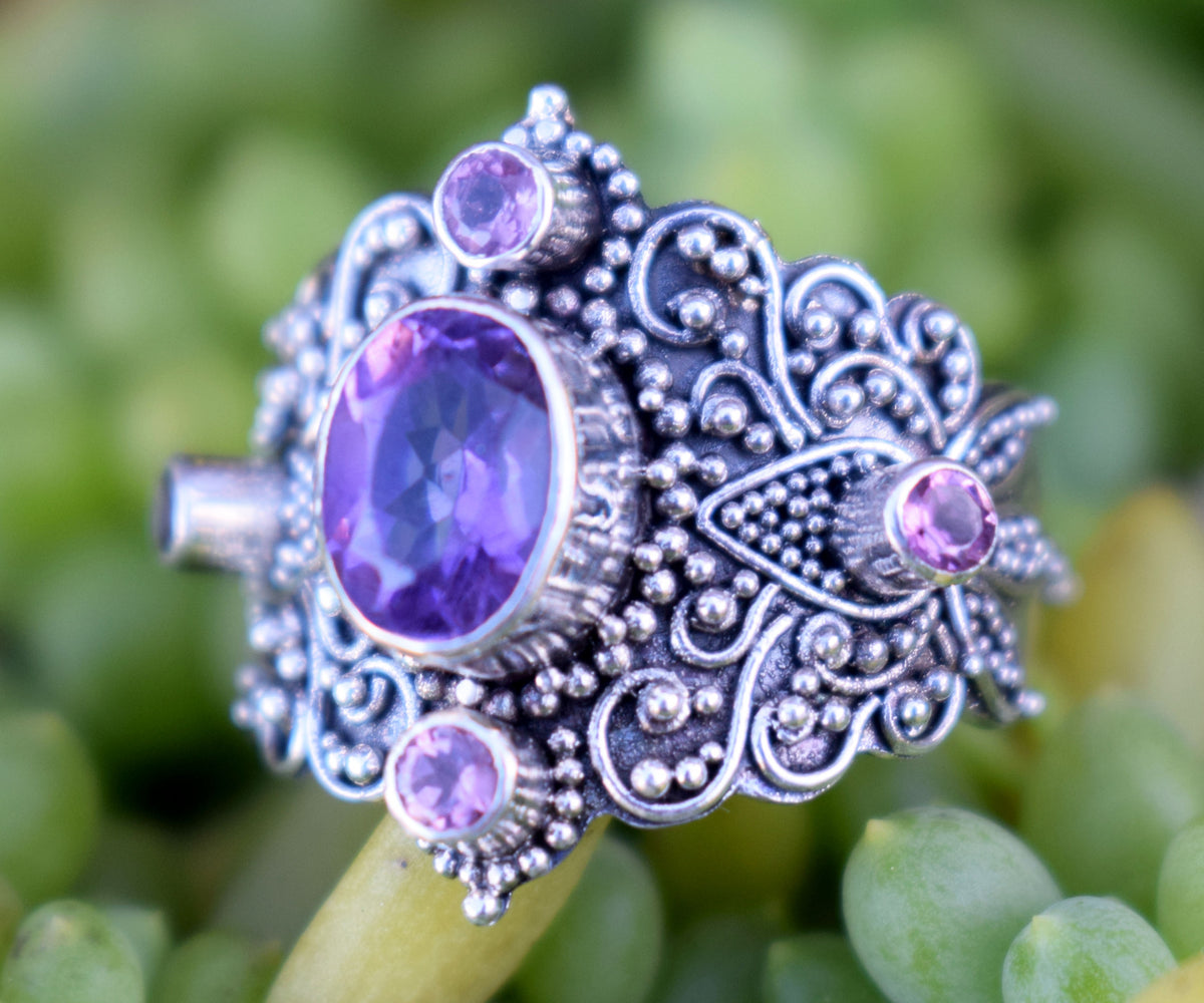 Anillo Lotus Amatista