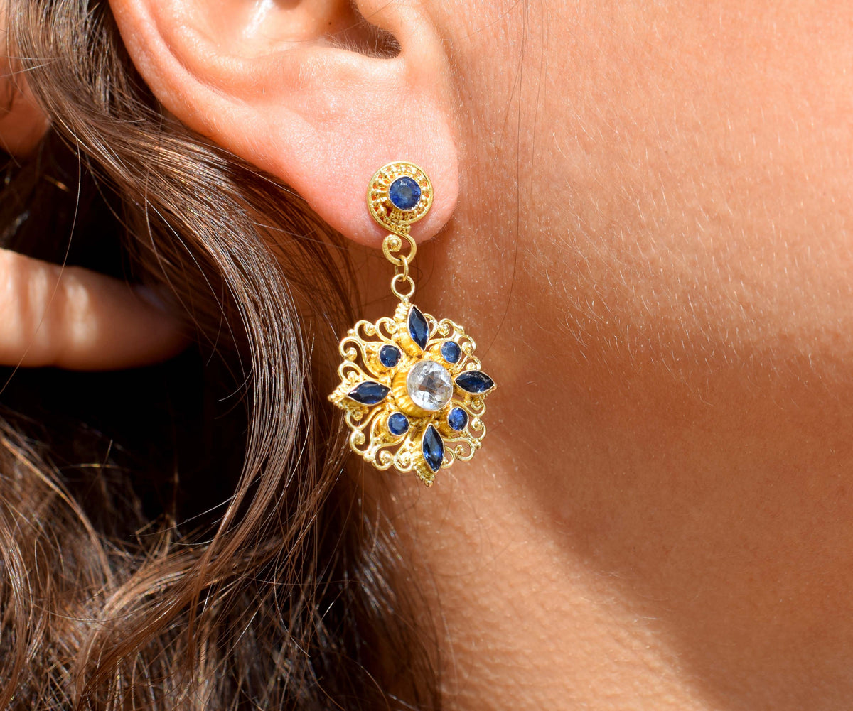 Aros Lakshmi Aguamarinas