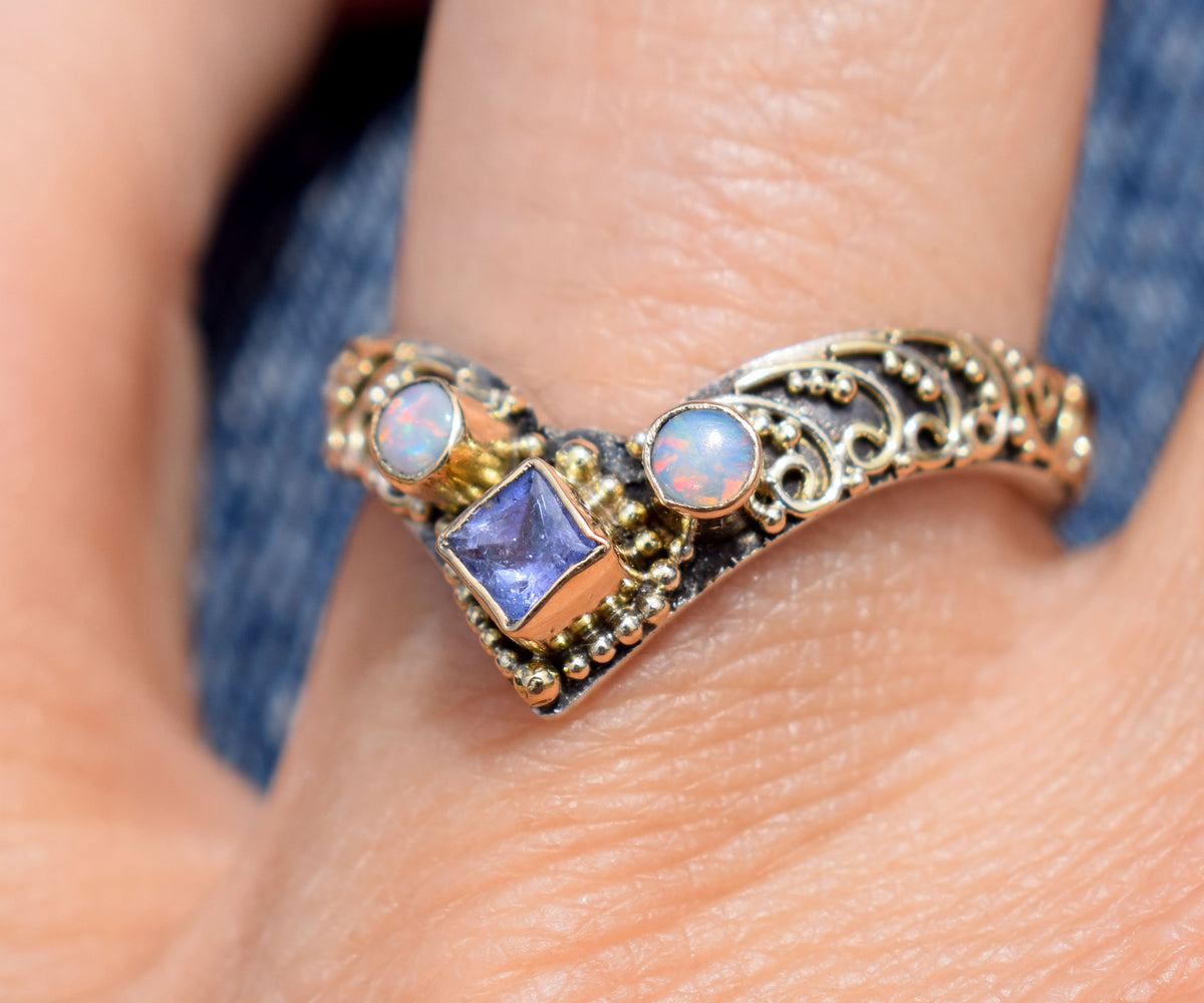 Anillo Fusion Princess Tanzanita y Opalos