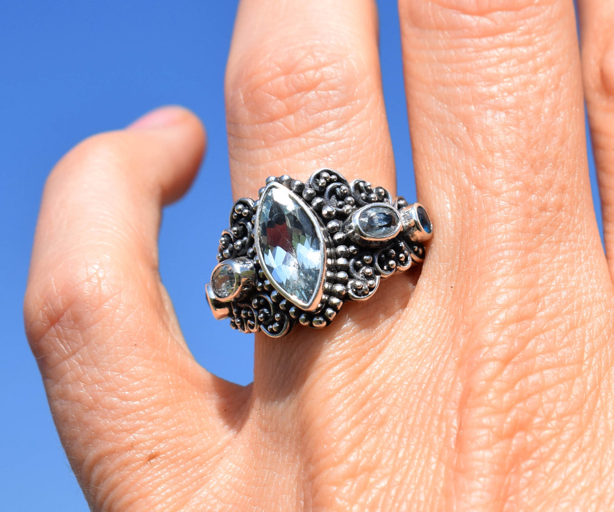 Anillo Ajna Aguamarina