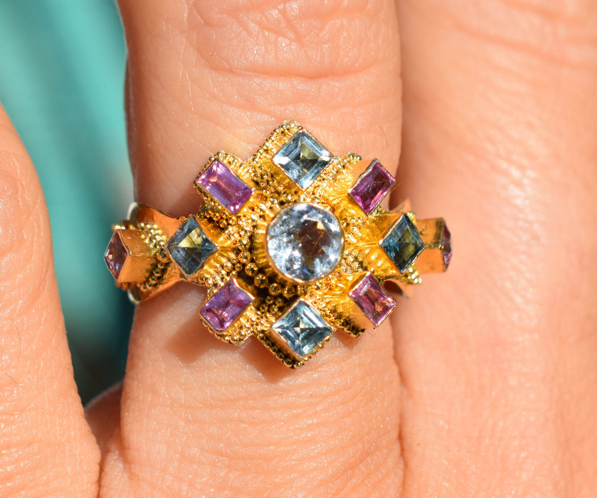 Anillo Surya Namaskar Aguamarina