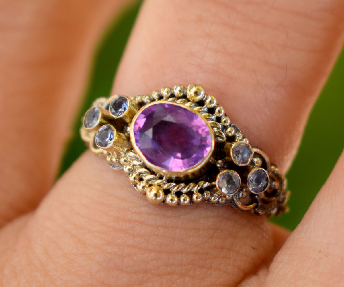 Anillo Azahara Zafiro Rosado